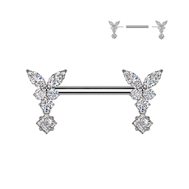 Butterfly Dangle Push-fit Nipple Bar Clear